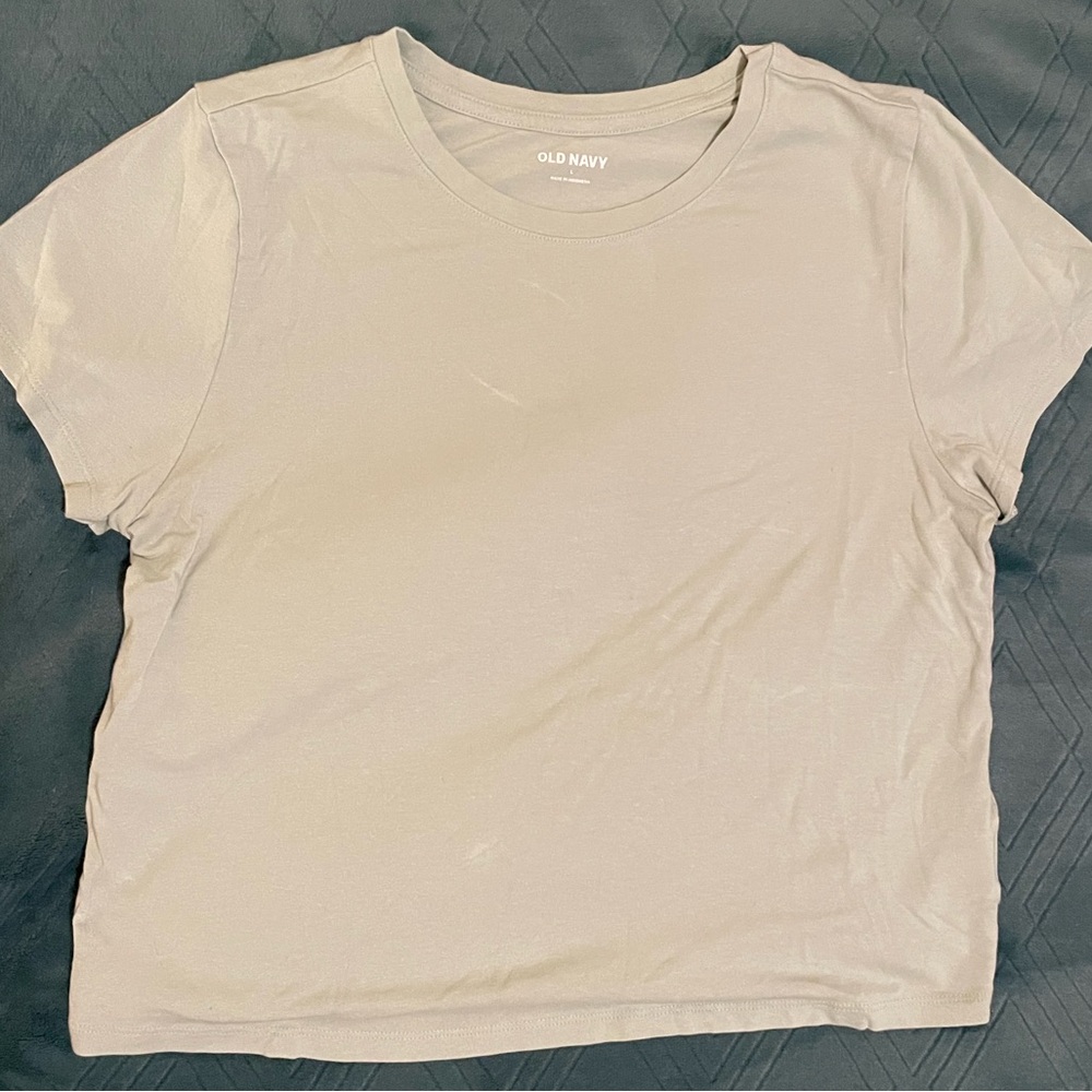 Old Navy Women's Light Green Short Sleeve Cropped Tee